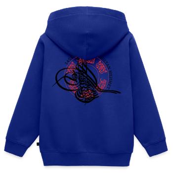 Fatih Sultan Mehmet - Kinder Premium Organic Zip Hoodie - Royalblau - Hinten - AI Model Kid Male (0cm)