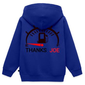 Joe rouge - Sweat Premium à capuche zippé enfant bio - bleu roi - Dos - AI Model Kid Male (0cm)