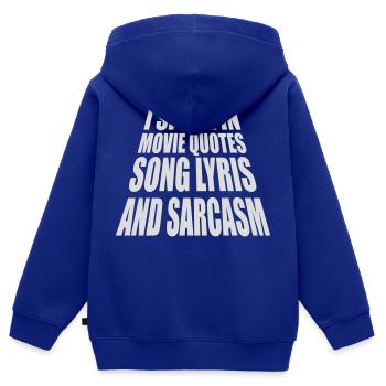 parler des paroles et du sarcasme - Sweat Premium à capuche zippé enfant bio - bleu roi - Dos - AI Model Kid Male (0cm)