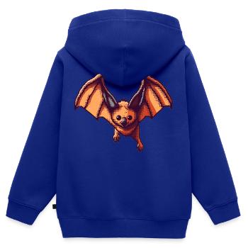 Flughund als Retro und Vintage Pixelart - Kinder Premium Organic Zip Hoodie - Royalblau - Hinten - AI Model Kid Male (0cm)
