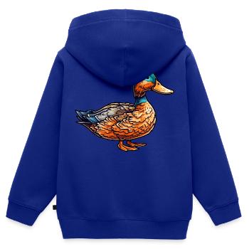 Eine sehr schöne Ente als gefiedertes Federvieh - Kinder Premium Organic Zip Hoodie - Royalblau - Hinten - AI Model Kid Male (0cm)