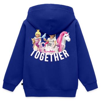 Playmobil Girls Together Princesses Et Licornes - Sweat Premium à capuche zippé enfant bio - bleu roi - Dos - AI Model Kid Male (0cm)