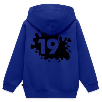 kleckse 19 - Kinder Premium Organic Zip Hoodie - Royalblau - Hinten - AI Model Kid Male (0cm)