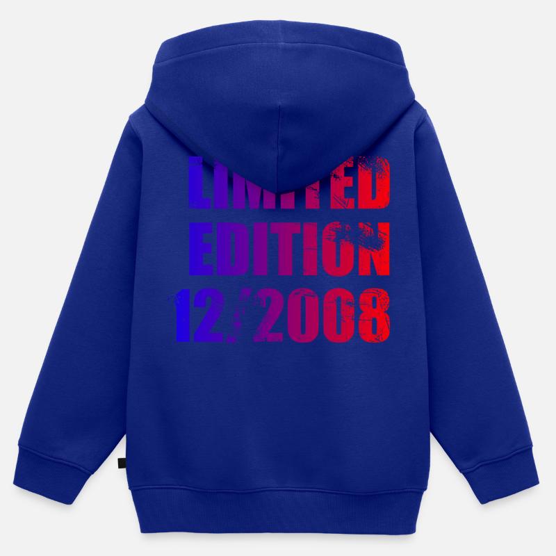 15e anniversaire édition limitée 12/2008 - Sweat Premium à capuche zippé enfant bio - bleu roi