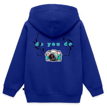 "Do yo do"-Kamera - Kinder Premium Organic Zip Hoodie - Royalblau - Hinten - AI Model Kid Male (0cm)