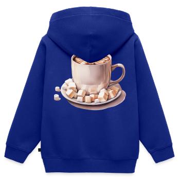 Heiße Schokolade - Kinder Premium Organic Zip Hoodie - Royalblau - Hinten - AI Model Kid Male (0cm)