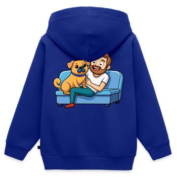 Liebevolle Puggle Kuscheln Digitale Kunst - Kinder Premium Organic Zip Hoodie - Royalblau - Hinten - AI Model Kid Male (0cm)