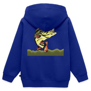 fisch, fisch, angeln, see, meer, angeln, fauna, exotisch - Kinder Premium Organic Zip Hoodie - Royalblau - Hinten - AI Model Kid Male (0cm)