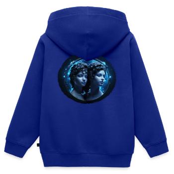 Sternzeichen Zwilling F - Kinder Premium Organic Zip Hoodie - Royalblau - Hinten - AI Model Kid Male (0cm)