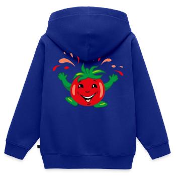 Cartoonhafte saftige Tomate - Kinder Premium Organic Zip Hoodie - Royalblau - Hinten - AI Model Kid Male (0cm)