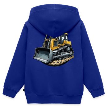 Bulldozer grand - Sweat Premium à capuche zippé enfant bio - bleu roi - Dos - AI Model Kid Male (0cm)