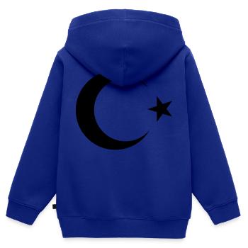 Turquie Türkiye Moon Star - Sweat Premium à capuche zippé enfant bio - bleu roi - Dos - AI Model Kid Male (0cm)