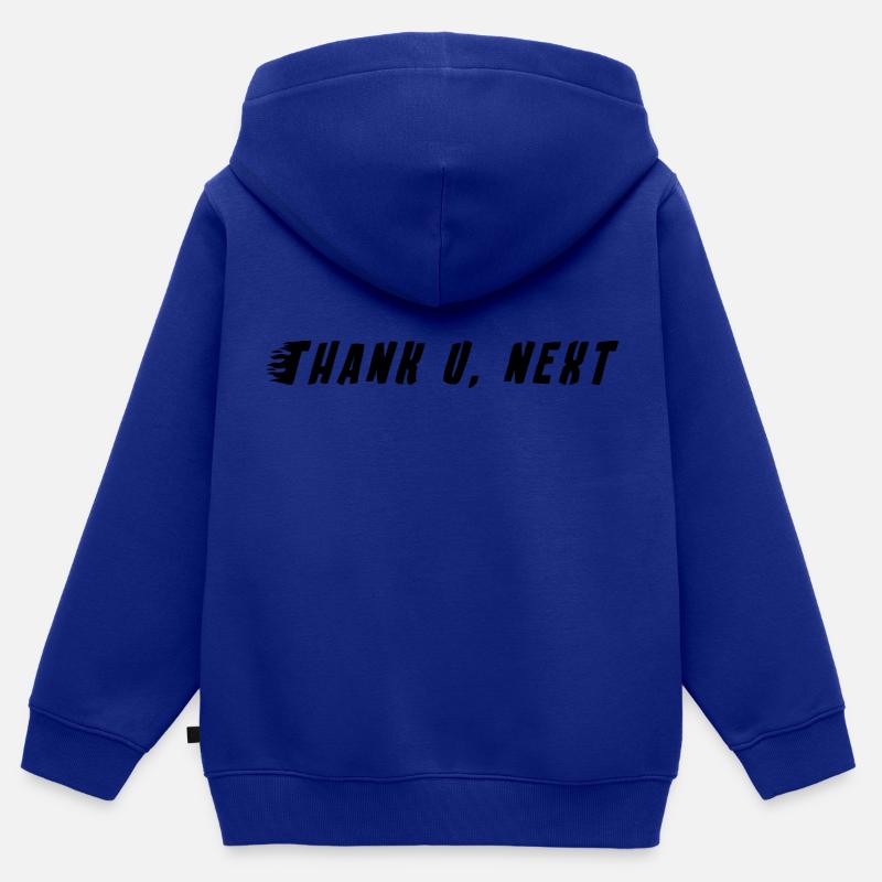 Phrase Merci, prochain feu noir Ariana - Sweat Premium à capuche zippé enfant bio - bleu roi