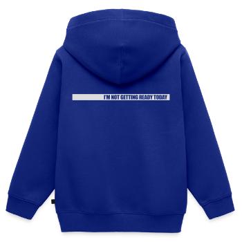 ne pas se préparer aujourd’hui - Sweat Premium à capuche zippé enfant bio - bleu roi - Dos - AI Model Kid Male (0cm)