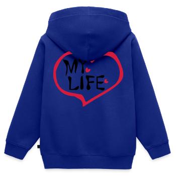 Herz mein Leben - Kinder Premium Organic Zip Hoodie - Royalblau - Hinten - AI Model Kid Male (0cm)