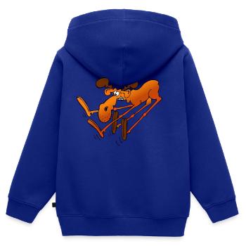 Elch - Kinder Premium Organic Zip Hoodie - Royalblau - Hinten - AI Model Kid Male (0cm)