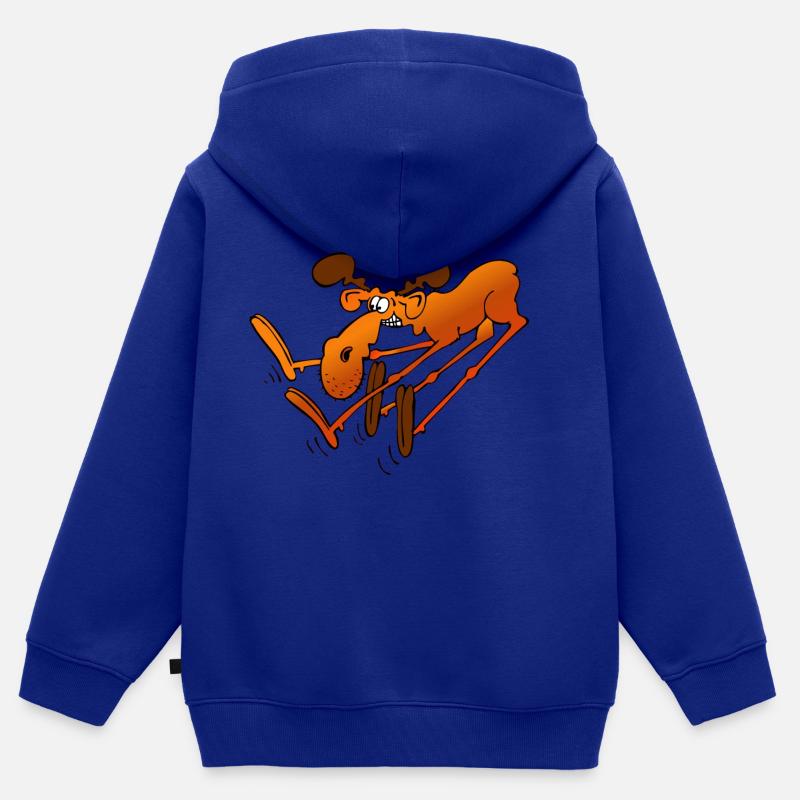 Élan - Sweat Premium à capuche zippé enfant bio - bleu roi
