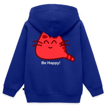 Sois heureux! - Sweat Premium à capuche zippé enfant bio - bleu roi - Dos - AI Model Kid Male (0cm)