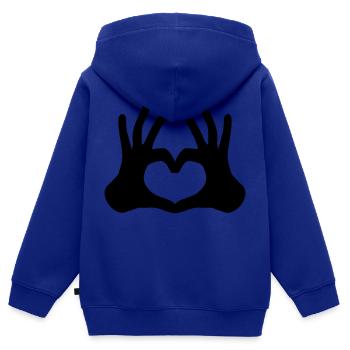 umriss 2 haende paar team hand zeichen halbes herz - Kinder Premium Organic Zip Hoodie - Royalblau - Hinten - AI Model Kid Male (0cm)