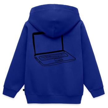 Laptop - Kinder Premium Organic Zip Hoodie - Royalblau - Hinten - AI Model Kid Male (0cm)