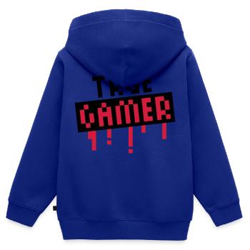 True Gamer Stamp - Kids Premium Organic Zip-up Hoodie - royal blue - Back - AI Model Kid Male (0cm)