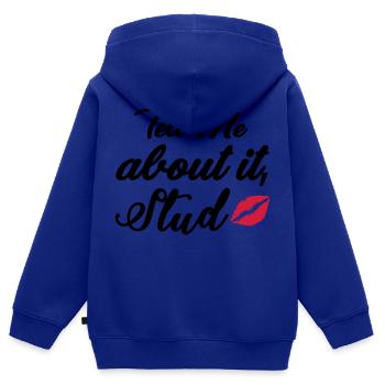 Tell me about it stud - Kinder Premium Organic Zip Hoodie - Royalblau - Hinten - AI Model Kid Male (0cm)