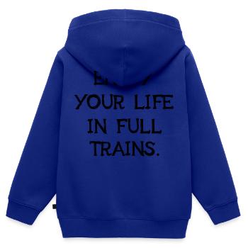 Enjoy Your Life In Full Trains Lustiges Denglisch - Kinder Premium Organic Zip Hoodie - Royalblau - Hinten - AI Model Kid Male (0cm)