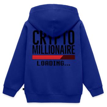 Bitcoin Crypto Millionaire Chargement - Sweat Premium à capuche zippé enfant bio - bleu roi - Dos - AI Model Kid Male (0cm)