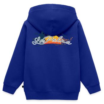 La Palma 2023 - Îles Canaries - Espagne - Sweat Premium à capuche zippé enfant bio - bleu roi - Dos - AI Model Kid Male (0cm)