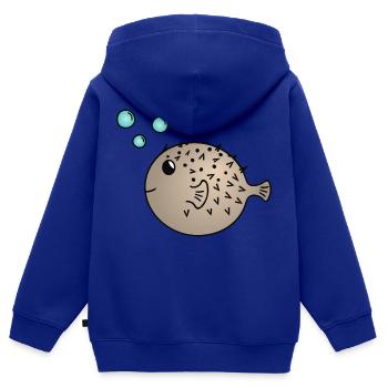 Kugelfisch - Kinder Premium Organic Zip Hoodie - Royalblau - Hinten - AI Model Kid Male (0cm)