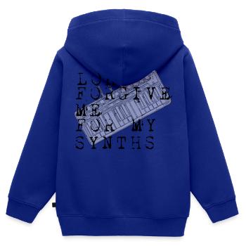 Seigneur pardonne-moi pour mes synthés - Sweat Premium à capuche zippé enfant bio - bleu roi - Dos - AI Model Kid Male (0cm)