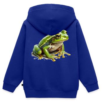 Grenouille herbivore attendant la pluie pour sa progéniture - Sweat Premium à capuche zippé enfant bio - bleu roi - Dos - AI Model Kid Male (0cm)