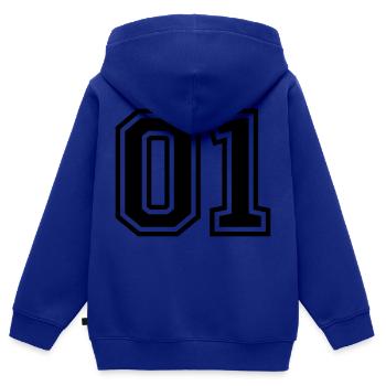 01 eins nummer - Kinder Premium Organic Zip Hoodie - Royalblau - Hinten - AI Model Kid Male (0cm)
