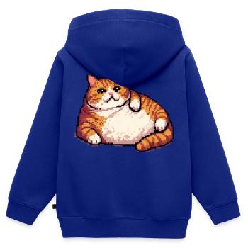 Fette Ingwerkatze Pixelkunst - Kinder Premium Organic Zip Hoodie - Royalblau - Hinten - AI Model Kid Male (0cm)