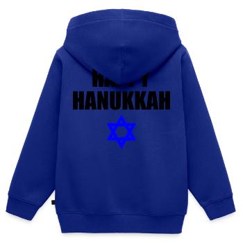 HAPPY HANUKKAH - Sweat Premium à capuche zippé enfant bio - bleu roi - Dos - AI Model Kid Male (0cm)