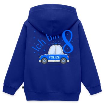 Polizeiauto Ich bin 8 Geburtstag Blau - Kinder Premium Organic Zip Hoodie - Royalblau - Hinten - AI Model Kid Male (0cm)