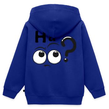 Huh? - Kids Premium Organic Zip-up Hoodie - royal blue - Back - AI Model Kid Male (0cm)