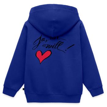 Ja, ich will! - Kinder Premium Organic Zip Hoodie - Royalblau - Hinten - AI Model Kid Male (0cm)