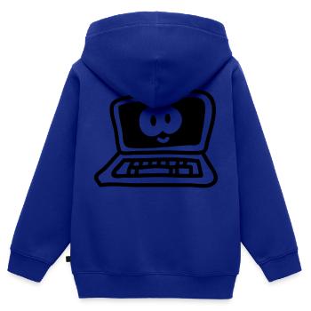 laptop - line - Kinder Premium Organic Zip Hoodie - Royalblau - Hinten - AI Model Kid Male (0cm)