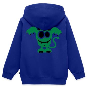 Monstre - Sweat Premium à capuche zippé enfant bio - bleu roi - Dos - AI Model Kid Male (0cm)