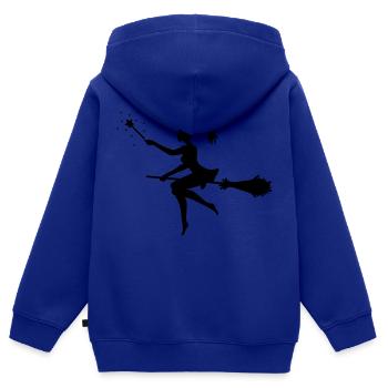 Hexe - Kinder Premium Organic Zip Hoodie - Royalblau - Hinten - AI Model Kid Male (0cm)