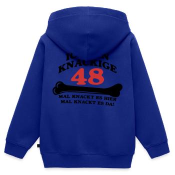 Anniversaire - je suis 48 Crunchy - Sweat Premium à capuche zippé enfant bio - bleu roi - Dos - AI Model Kid Male (0cm)