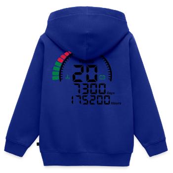 compteur anniversaire years ans 20 - Sweat Premium à capuche zippé enfant bio - bleu roi - Dos - AI Model Kid Male (0cm)