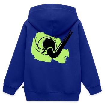 Hockeyschlaeger und Ball - Kinder Premium Organic Zip Hoodie - Royalblau - Hinten - AI Model Kid Male (0cm)