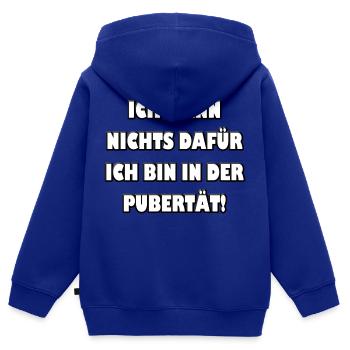 Je ne peux pas m'en empêcher ... Je suis à la puberté - Sweat Premium à capuche zippé enfant bio - bleu roi - Dos - AI Model Kid Male (0cm)