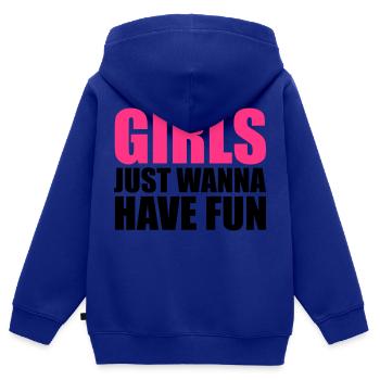 schrift cool design logo girls just wanna have fun - Kinder Premium Organic Zip Hoodie - Royalblau - Hinten - AI Model Kid Male (0cm)