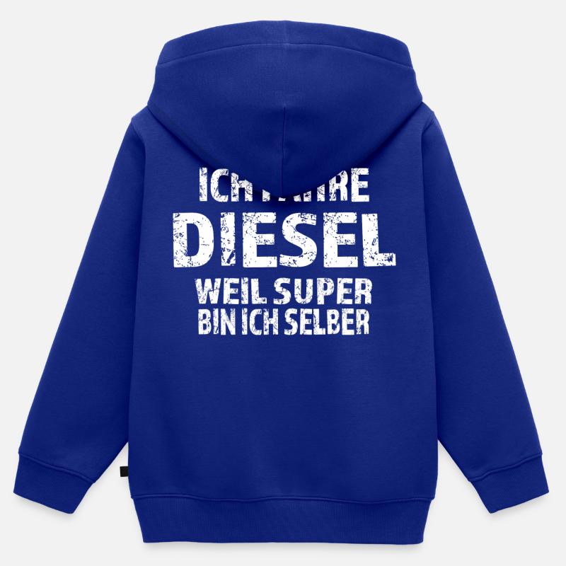 PUISSANCE DIESEL - Sweat Premium à capuche zippé enfant bio - bleu roi