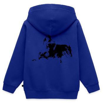 Sliding Stop Silhouette Reining Westernreiten - Kinder Premium Organic Zip Hoodie - Royalblau - Hinten - AI Model Kid Male (0cm)