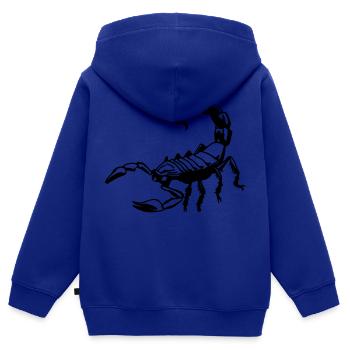 scorpion - Sweat Premium à capuche zippé enfant bio - bleu roi - Dos - AI Model Kid Male (0cm)