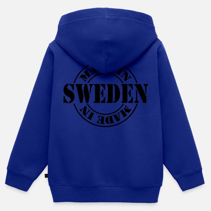 made in sweden m1k2 - Sweat Premium à capuche zippé enfant bio - bleu roi